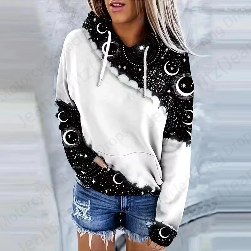 Men's Hoodies Moon Sun 3d Print Drawstring Women Hoodie Fashion Oversized Autumn Long Sleeve Hooded Sweatshirt Women's Clothing