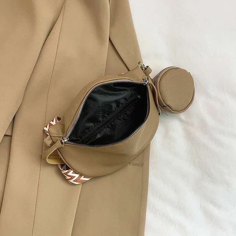 Small Semicircle Saddle Shoulder Crossbody Bags For Women Pu Leather Waist Anti Theft Casual Chest Fashion Belt Bag