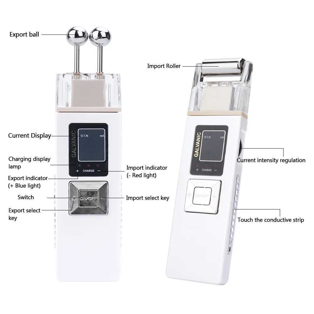 2 In 1 Galvanic Face Lifting Roller Skin Care Reduce Wrinkles Skin Tightening Deep Pore Clean Microcurren Rejuvenation DeviceXJ250113