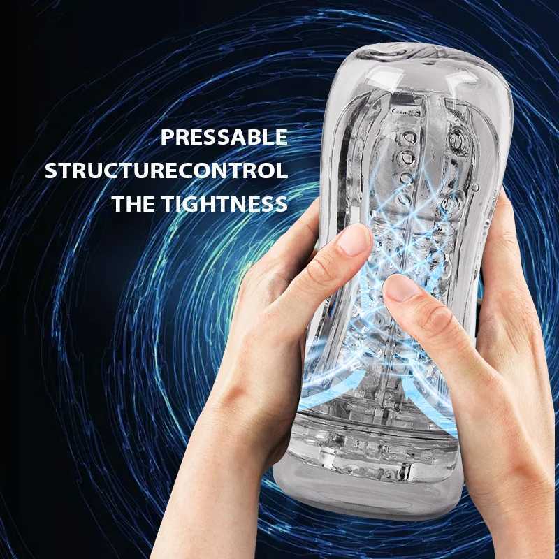 Reusable Male Masturbation Cup Soft Transparent Vagina Adult Endurance ExerciseVacuum Pocket Cup for MenXJ250113