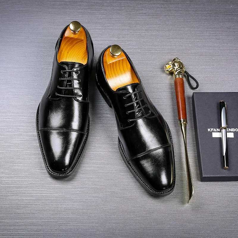 Mens Classic Derby Shoes Mens Business Dress Office Leather Shoe Flats Men Fi Wedding Party Oxfords EU Size 37-48XJ250113