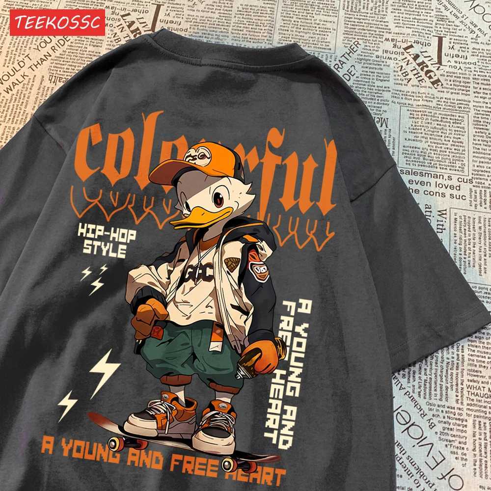 Handsome And Cool Duck Pattern Printing T-Shirt Cotton Fashion T-Shirt WomenS Trendy Cool Clothes Breathable Cartoon Tees X250113