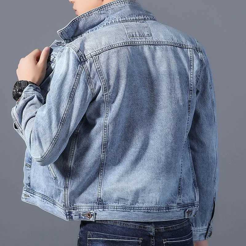 Spring Autumn Mens Denim Jacket Fashion Handsome Versatile Cargo Jacket Vintage Lapel Outerwear Casual Loose Denim Coat X250113