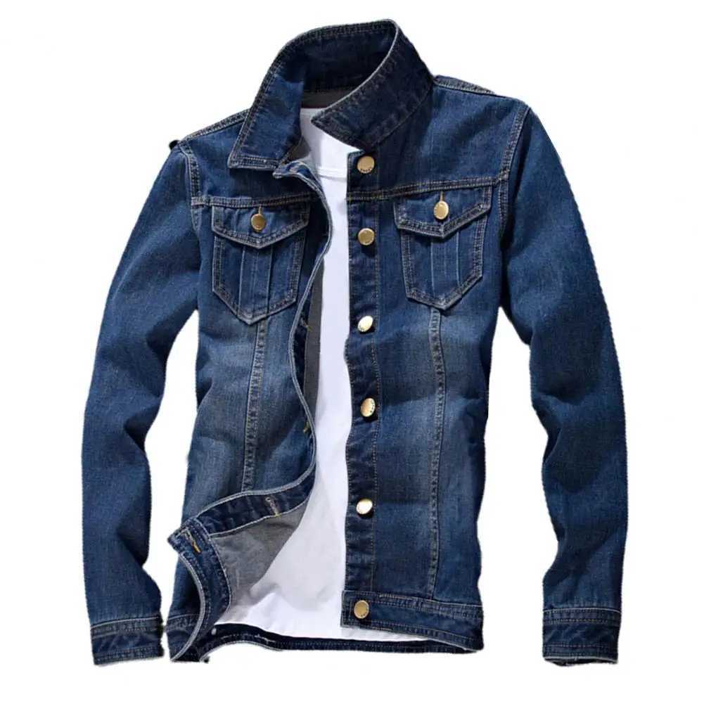 Men Jeans Jacket Autumn Winter Male Denim Coat Retro Streetwear Stylish Slim Fit Buttons Denim Coat X250113