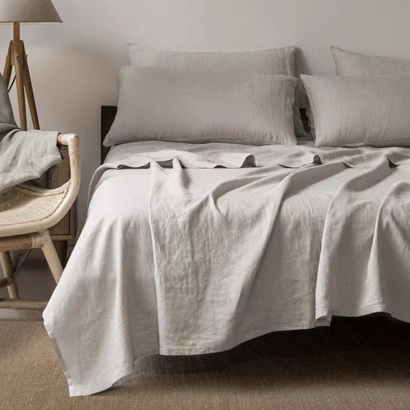 100% Pure Linen Bed Sheets Stone Washed French Linen Solid Color Breathable Durable for Hot Sleepers 1 PC Flat Sheet Bedsheets