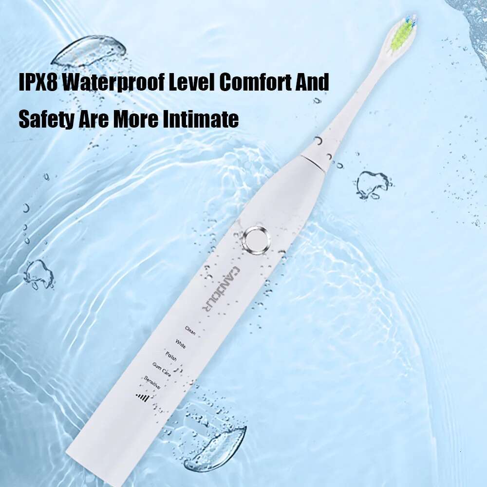 CANDOUR CD-5168 Sonic Electric Rechargeable Toothbrush IPX8 Waterproof 15 Mode USB Charger Replacement Heads Set