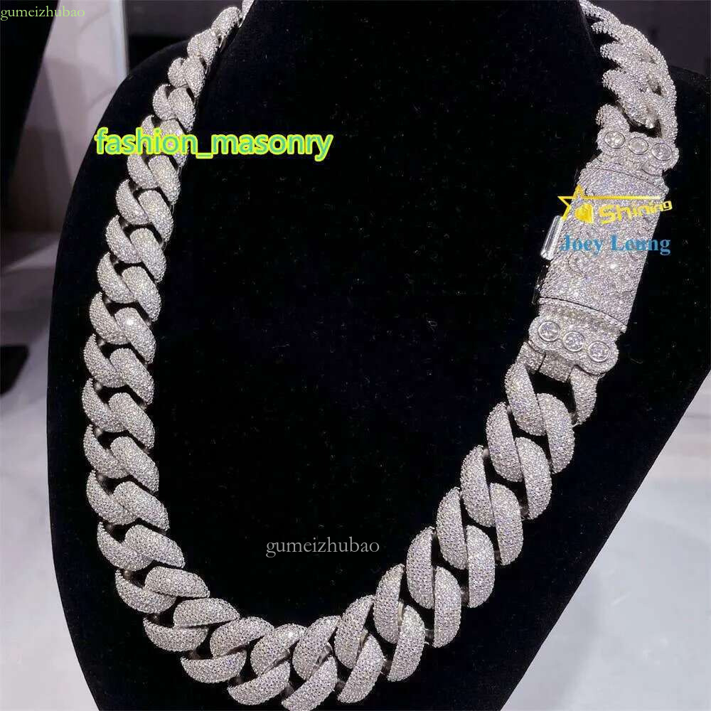 Big 20mm Necklace Hip Hop Jewelry Sier Vvs Dia Moissanite Iced Out Cuban k Chain Custom