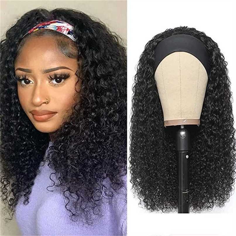 New fashion headscarf headband Wig Black Small curl medium curl hair chemical fiber hair cover