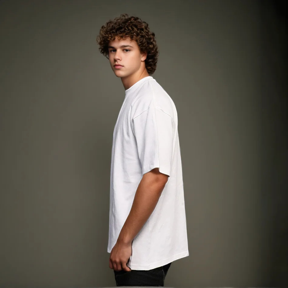 Mens T Shirt Cotton High Quality Short Sleeve Top Man Summer Breathable Round Neck Loose Black White Tee 250113