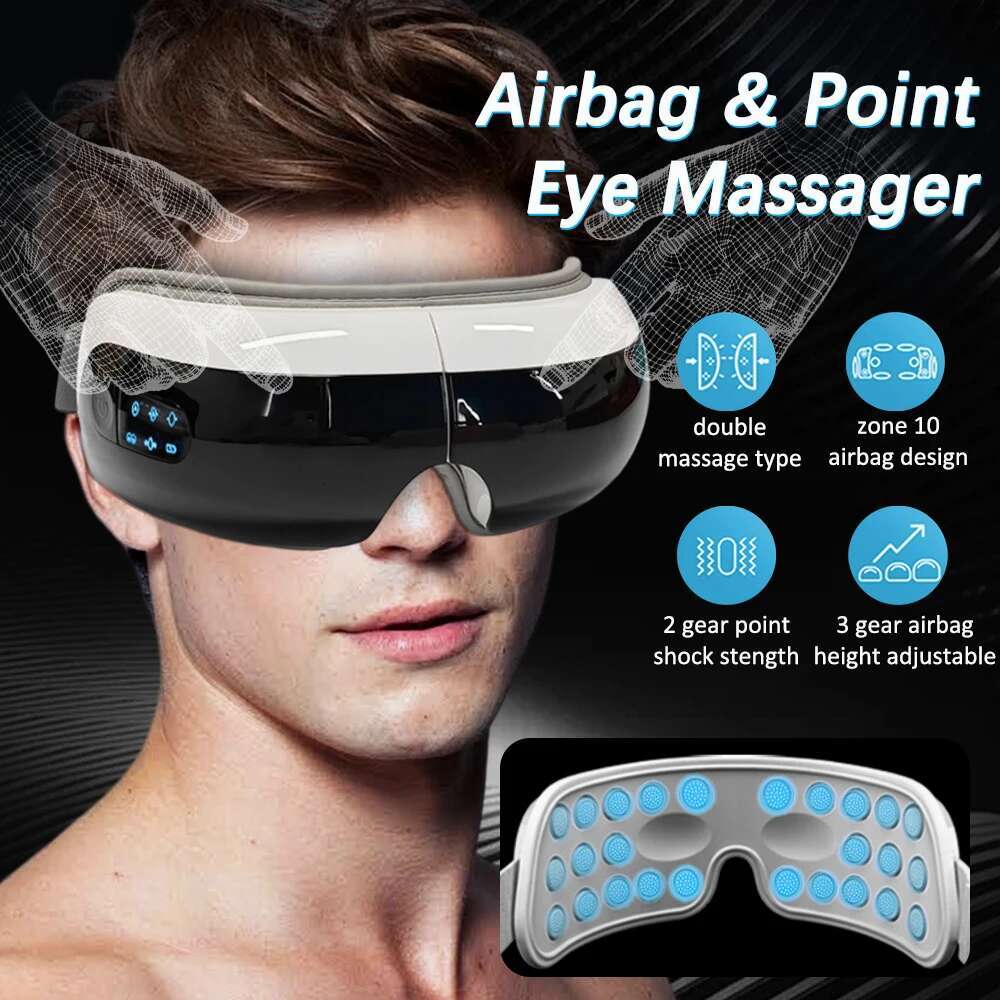 Electric Airbag Massager Point Heating Massage Device Airpressure Hot Compress Eyes Care Glasses Acupoint Tired Dry Eye