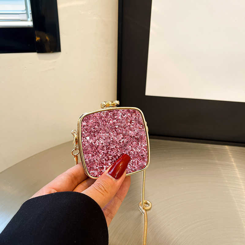Mini Acrylic Small Bag for Women 2025 New Fashionable Glitter Versatile Single Shoulder Chain Mouth Red Envelope 250113