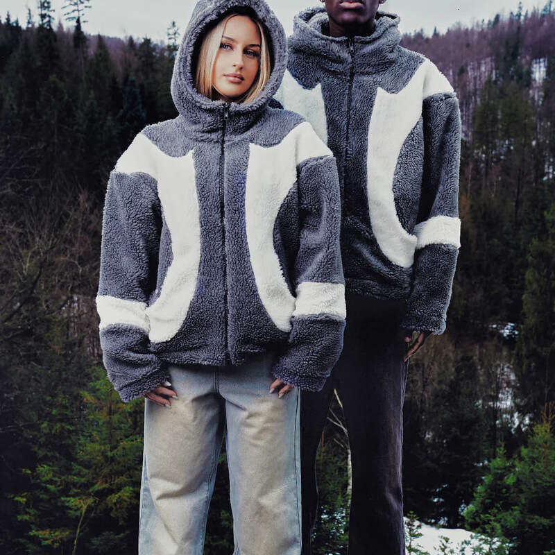 Fashionable trendy brand autumn and winter new item fashionable warm lamb wool personalized casual cardigan zipper jacket