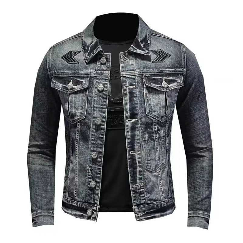 Mens Vintage Denim Jacket High Street Trend Loose Street Riding Biker Clothing Handsome Casual Buttoned Lapel Mens Clothing X250113