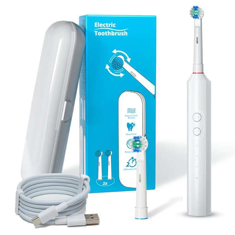 Rotating Electric Toothbrush with Full Body Waterproofing Valentine's Day Gift Type-C Charging Soft Bristle Brush Head 2025 New