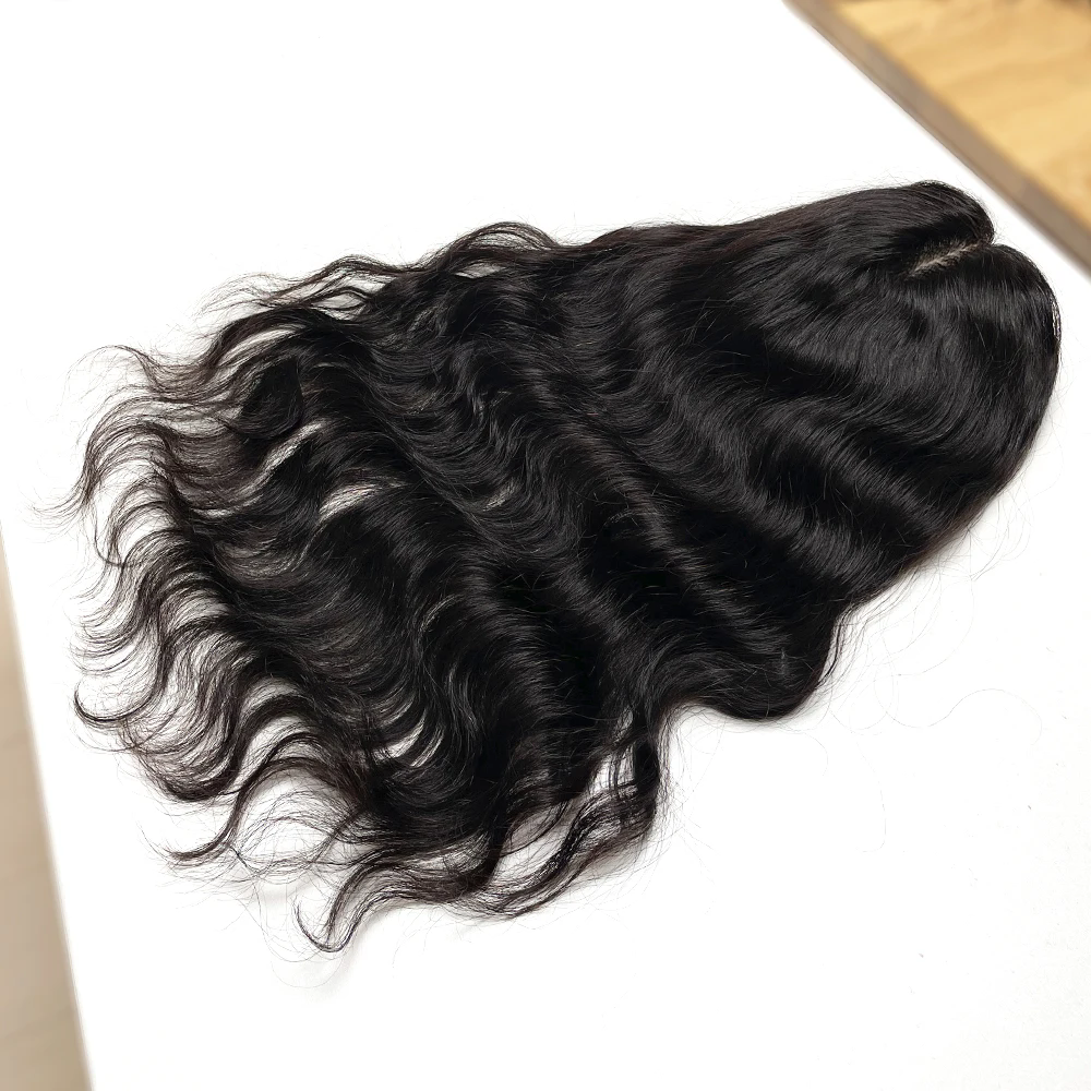 Long Wavy Hair Silk Base Human Hair Women Topper Natural Wave European Virgin Hair Pieces All Sizes Hand Tied Silk Top Toppers 6x6"