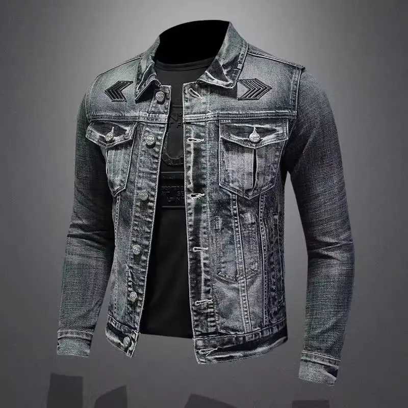 Mens Vintage Denim Jacket High Street Trend Loose Street Riding Biker Clothing Handsome Casual Buttoned Lapel Mens Clothing X250113
