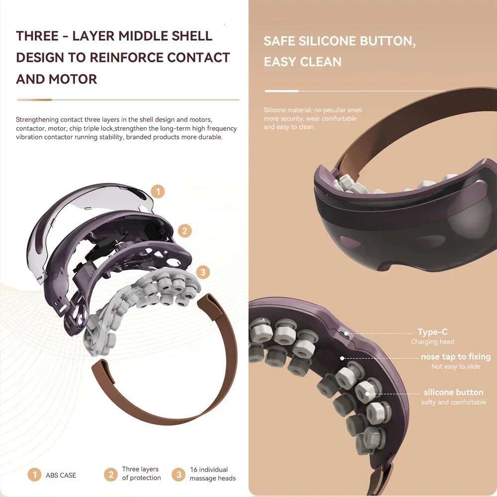 Massage Instrument Acupoint Vibration Hot Compress Massager Bluetooth Music Relax Fatigue Acupressure Relief Eye Care