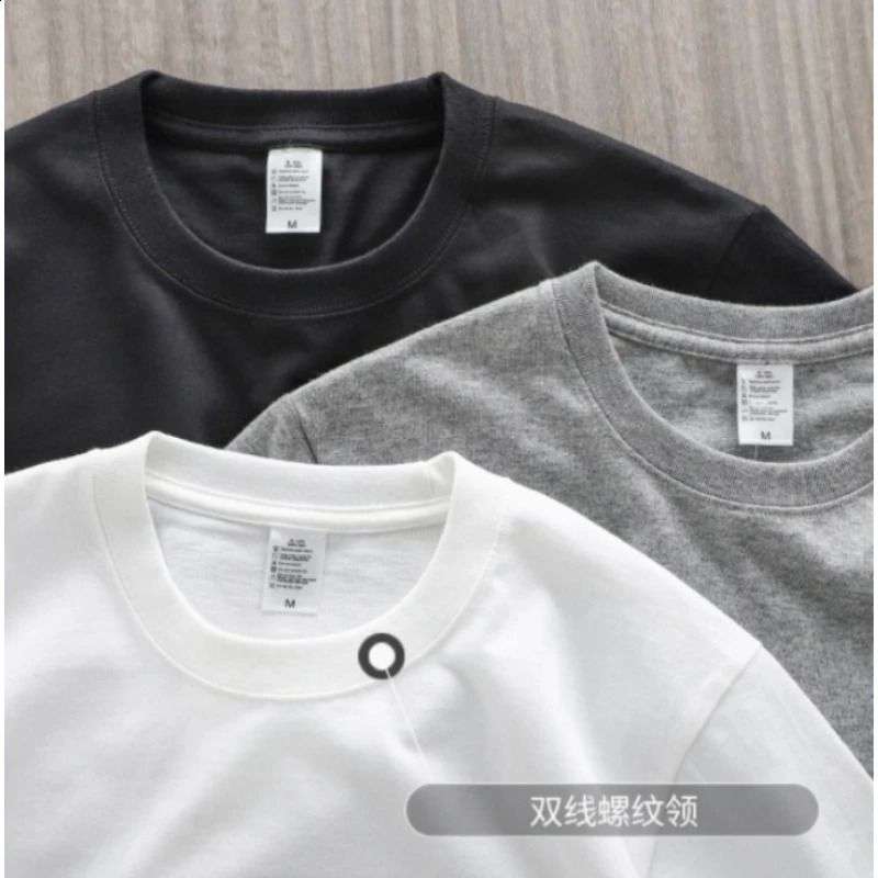 Heavyweight Men T Shirt 270gsm Oversized Summer Short Sleeve Round Neck Loose Tee 100% Cotton Plain Top Casual Mens Clothing 250113