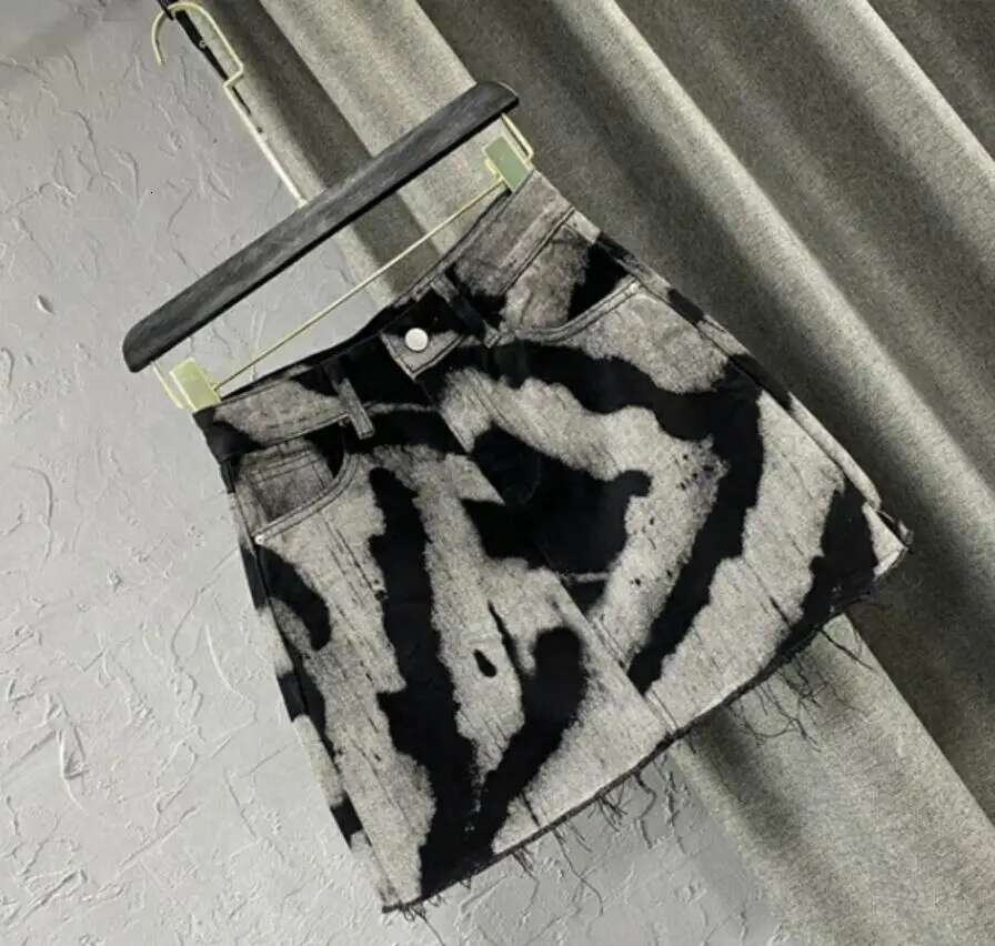 2025Summer New Denim Women High Waist Personalized Pattern Jeans Mini Skirts Casual A-E Jupe Femme P366