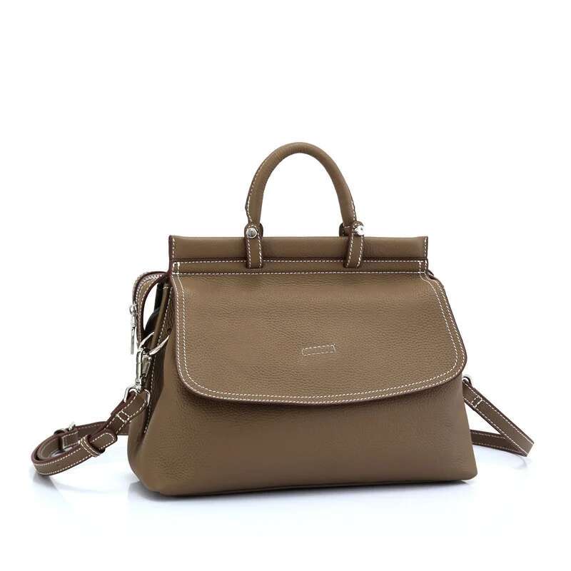 Casual Women Genuine Leather Tote Bag First Layer Cowhide Handbag Small Ladies Shoulder Or Crossbody Bags