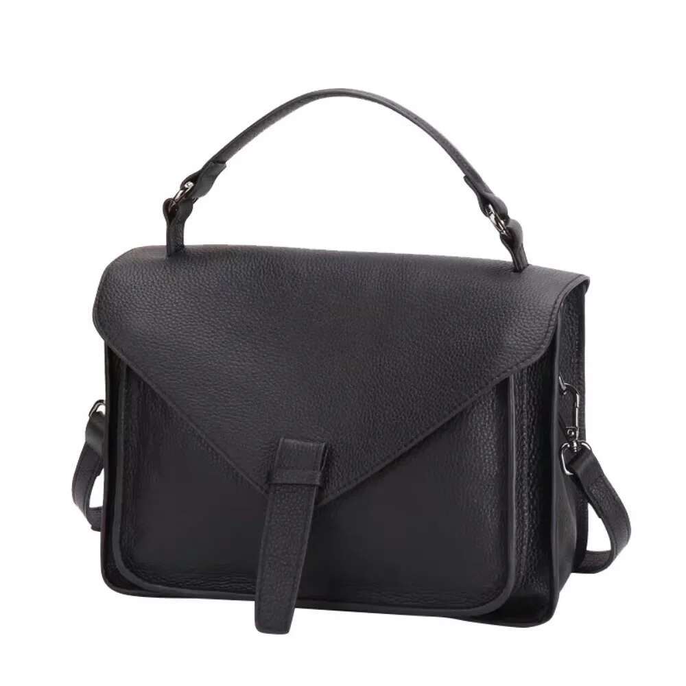Women's retro temperament first layer cowhide college style simple shoulder crossbody handbag