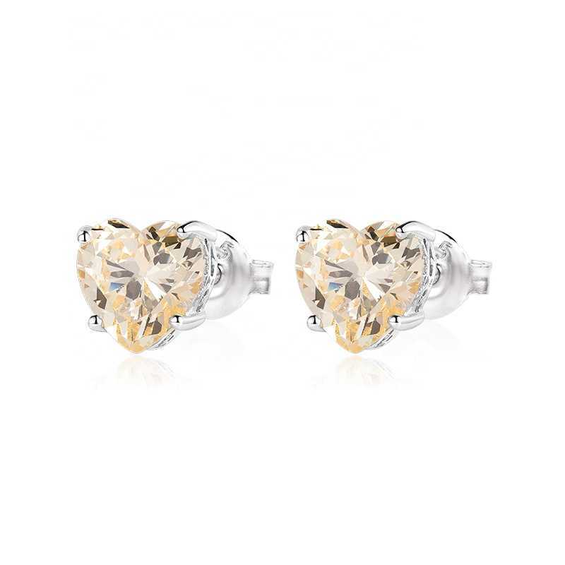 dainty 925 sterling silver zircon color stone stud earrings