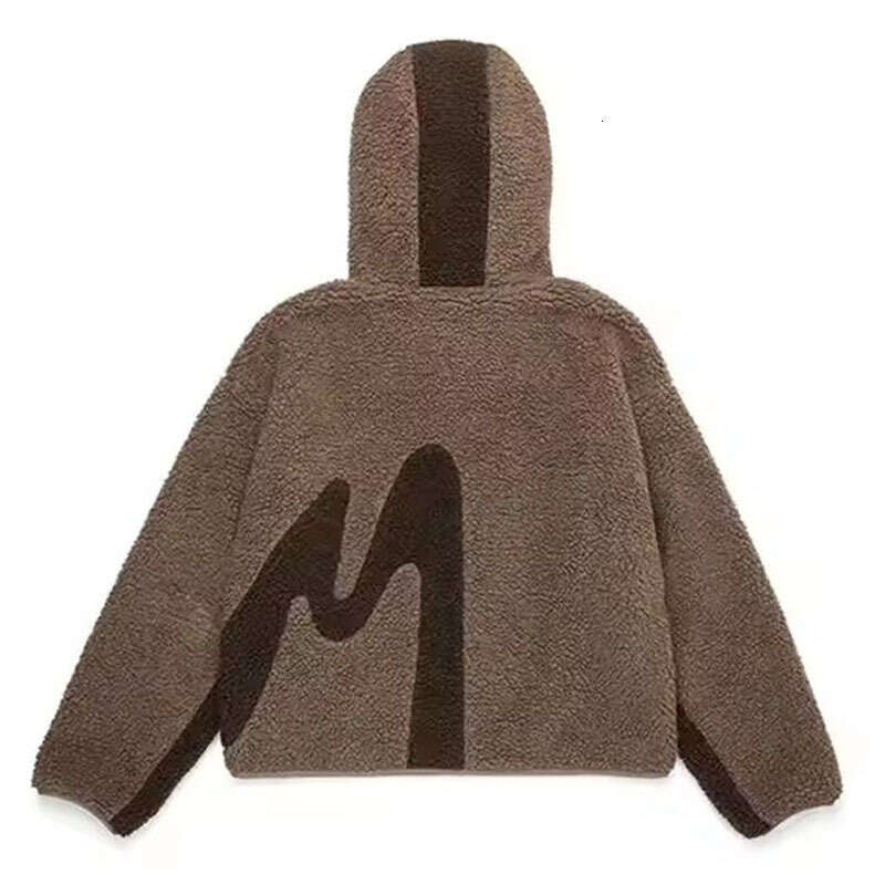 Men's women's autumn and winter new fashionable warm lamb wool personalized casual pullover zipper hoodie