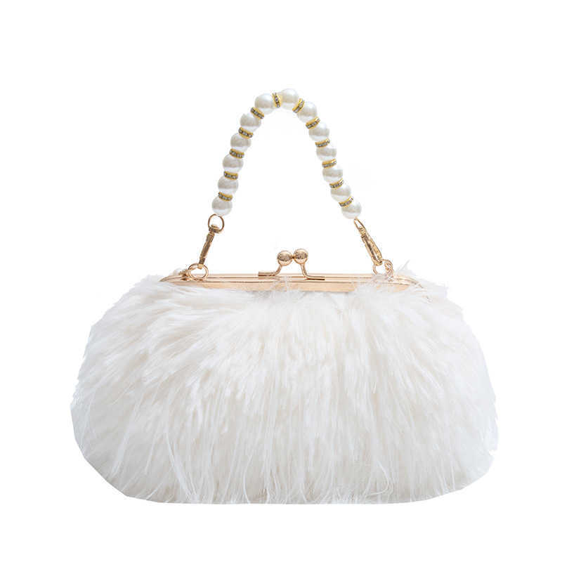 Autumn and Winter Plush Bag 2025 New Collection Forest Sweet Girl Versatile Shoulder Small Fragrant Style Pearl Handbag Trend 250113