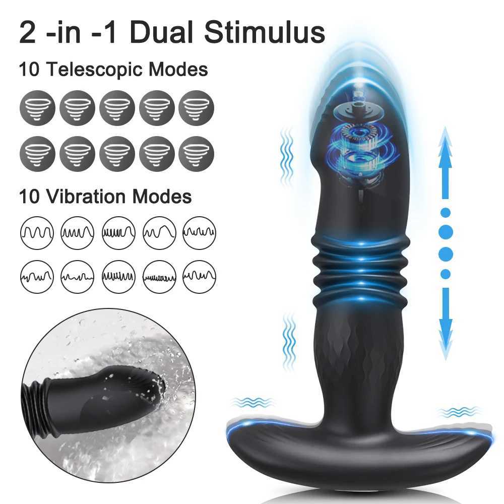 Male Thrusting Prostate Massager Bluetooth APP Vibrator for Men Gay Anal Plug Wireless Remote Butt Plug Sex Toy for Couples W250319