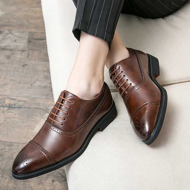 Derby Leather High Quality Fi Formal Wedding Mens Office hot Shoes Black Brown 38-48 Men ShoesXJ250113