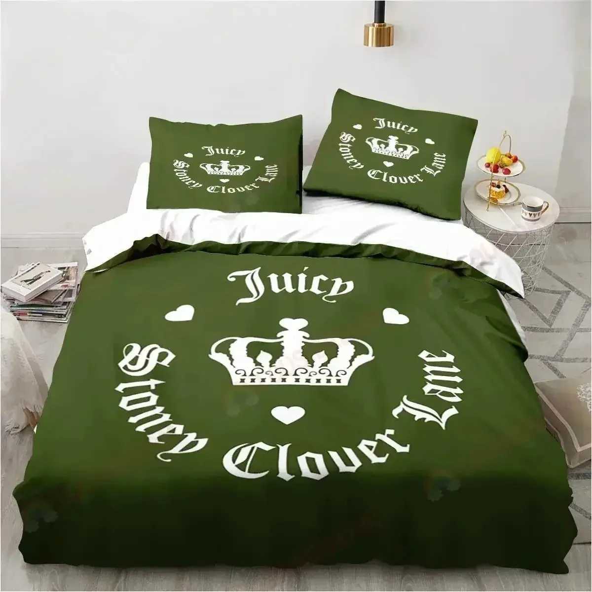Bedding sets Juicy Couture Crown Bedding Set Music Band Excavator Sheet King Twin Double Child Bedding Set Mircofiber Polyester Duvet Cover H250113