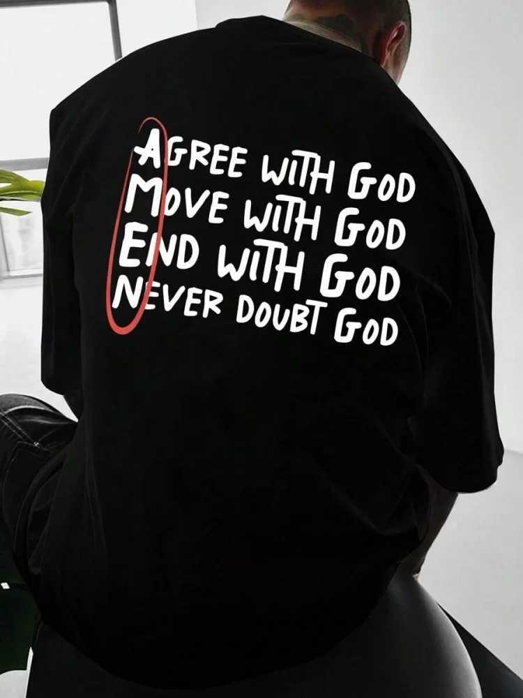 Prayer Letters And God Printed Mens T-shirt Summer Casual Daily Mens Short-sleeved Top Outdoor Sports Mens Fashion T-shirt X250113