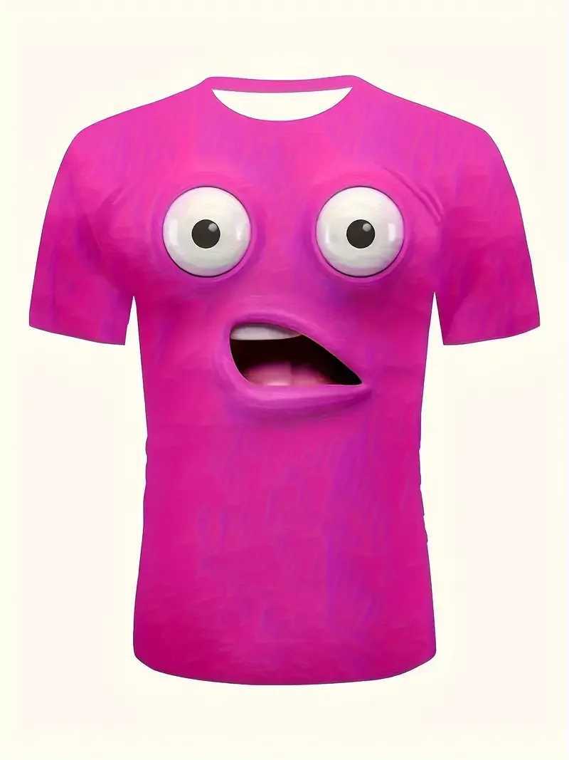 Mens T Shirt 3D Face Print Funny Y2k Casual Short Sleeve O Neck Loose Tee Top Streetwear Pullover Outdoor Oversized Clothing X250113