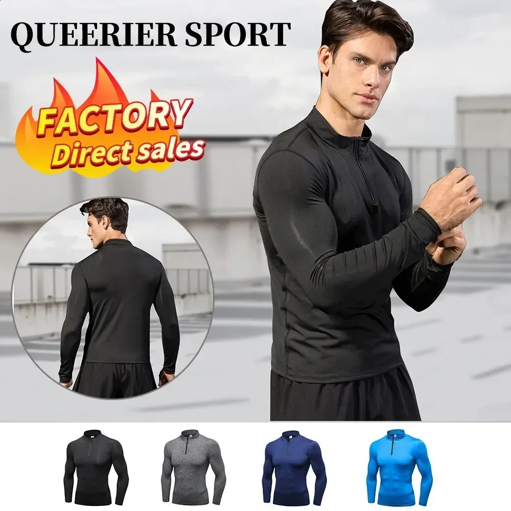 Running Shirt Mens LongSleeved Fitness Slim Top Compression Dry Half Zipper Leisure QuickDrying TShirt t shirt 250113