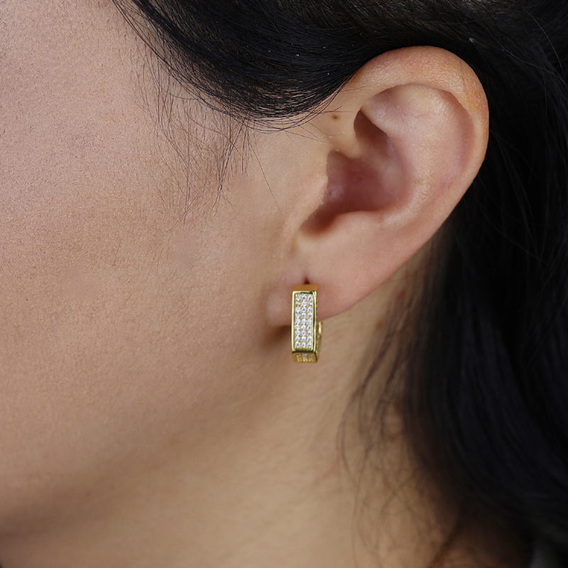 2025 Geometric Mini Small Huggie Hoop Earring Simple Jewelry Micro Pave Bling Cz Minimal Jewelry for Women Girls