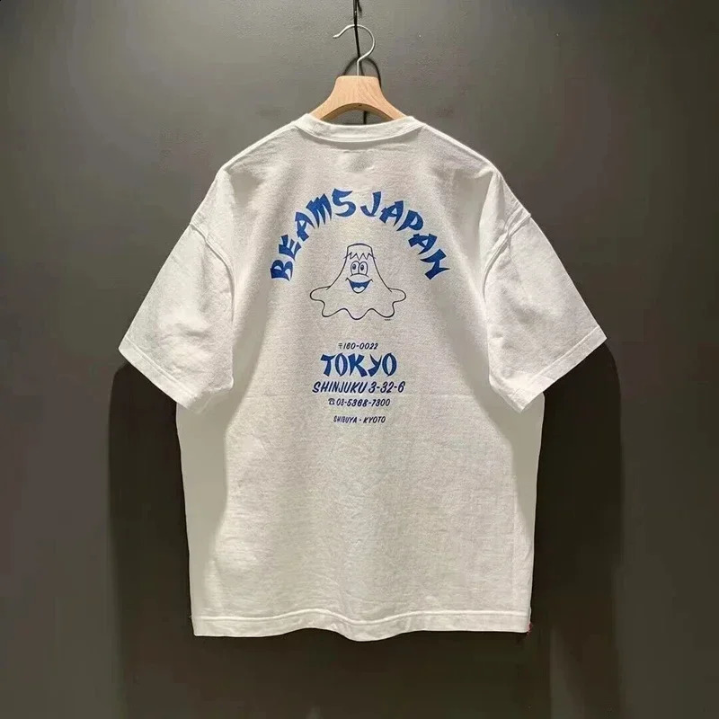 Fashion Graffiti Printed BEAMS Tshirts Men Women Couples Loose Casual JAPAN Top Tees 250113