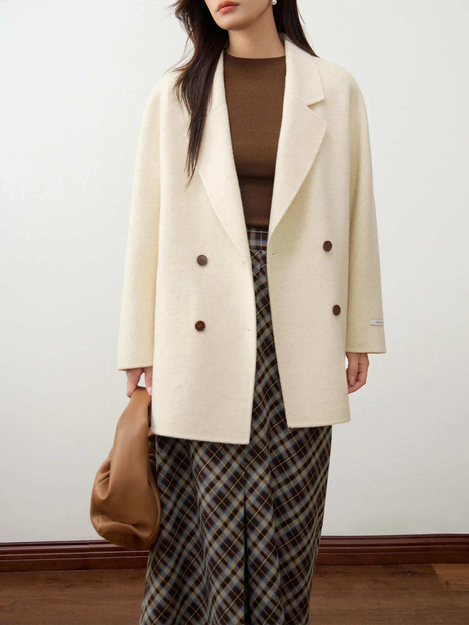 DUSHU Solid Elegant Casual Doublesided T Wool Coat For Women Winter Versatile Long Jacket 24DS84133 250102