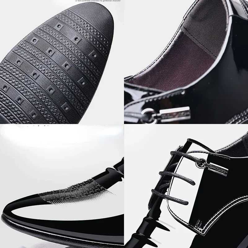 Trending Classic Men Dress Shoes for High Quality Men Oxfords Patent Leather Shoes Lace Up Formal Leather Wedding Party ShoesXJ250113