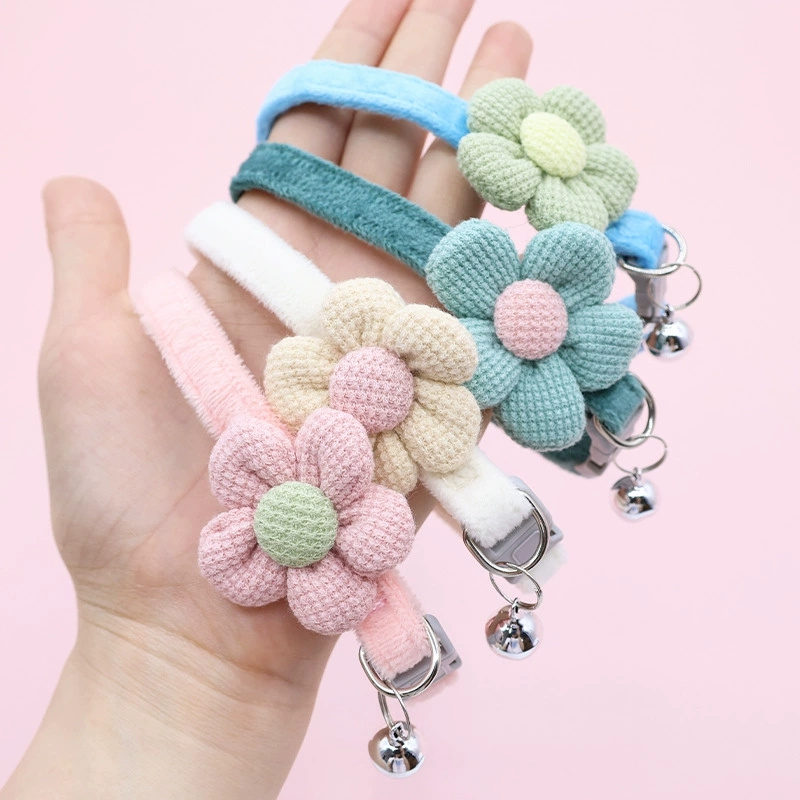 Cat Collar with Cute Flower Adjustable Buckle Cat Collar Bell Collar Cat Small Pet Supplies Kitten Collar Small Dog Acce