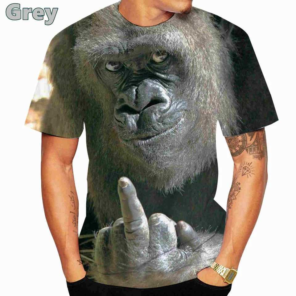 Fashion Casual Mens New 3D Design Spoof Gorilla Funny Monkey T-Shirt Funny Pout Monkey Printing Summer Short Sleeve Shirt Tops X250113