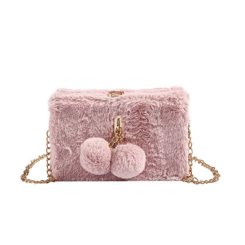 Autumn and Winter Plush Bag V2024 New Forest Sweet, Fashionable, Unique, Versatile Crossbody Cute Hairy Ball Small Square 250113
