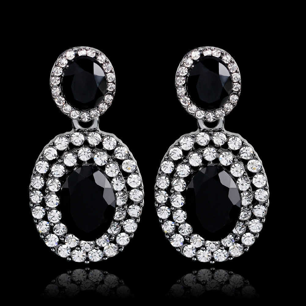 Women crystal earrings and jewelry Fashion Retro Womens Jewelry Crystal Rhinestone Large Drop Earrings