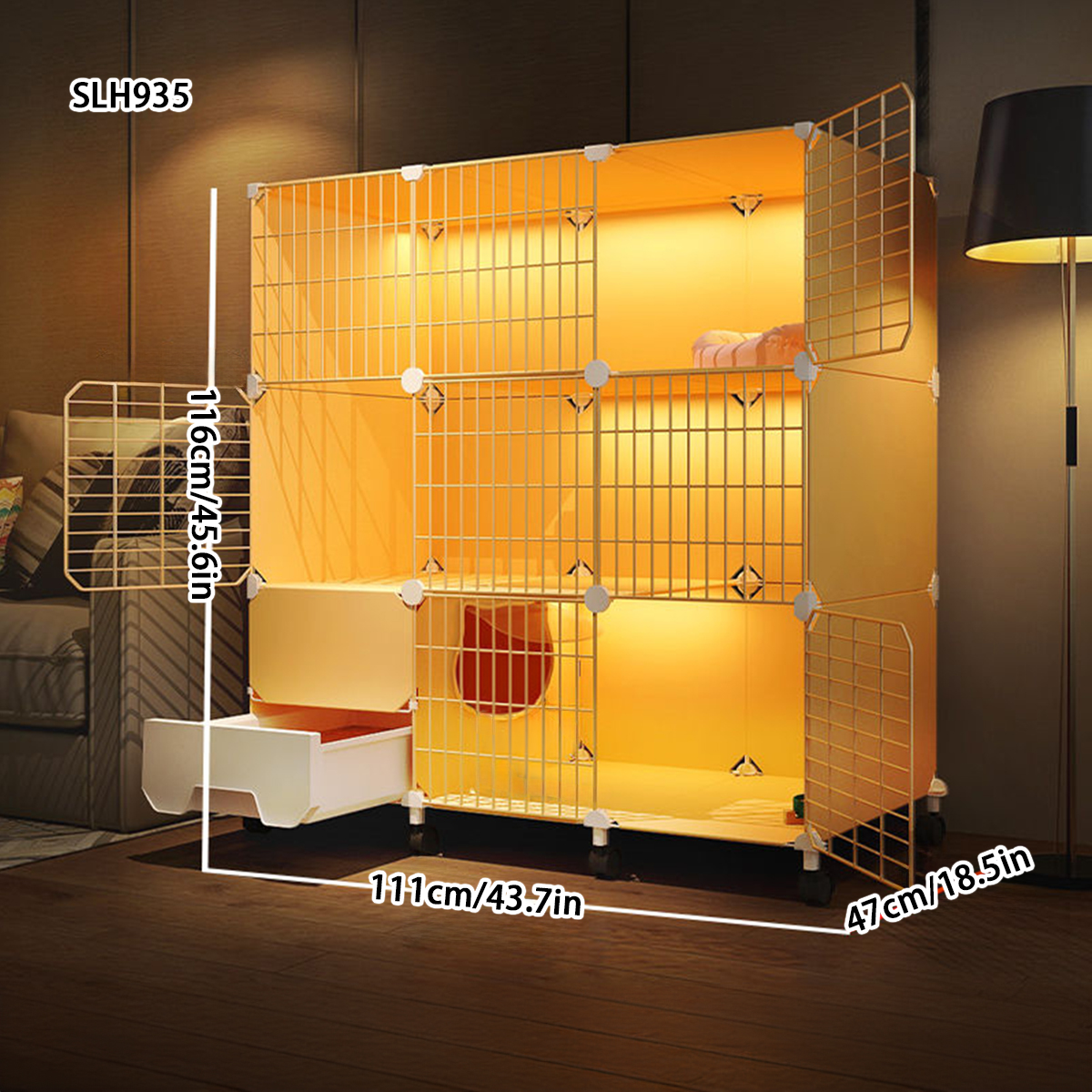 Indoor Winter Warmer Cat Home with Built-in Litter Box - Compact Pet Enclosure for Small Spaces