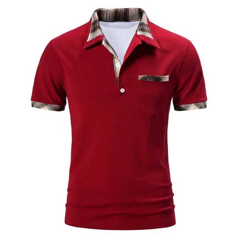 High Quality Summer mens slim fit short sleeved business casual polo shirt mens sports lapel golf polo shirt pocket splicing sports polo shirt T250113