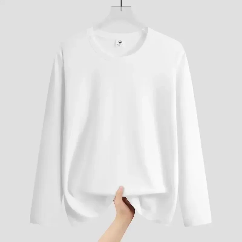 Mens Autumn TShirts Men Long Sleeves Cotton Tops Male Tees Basic Plain Tshirts Tee Shirts Underwears Top 250113