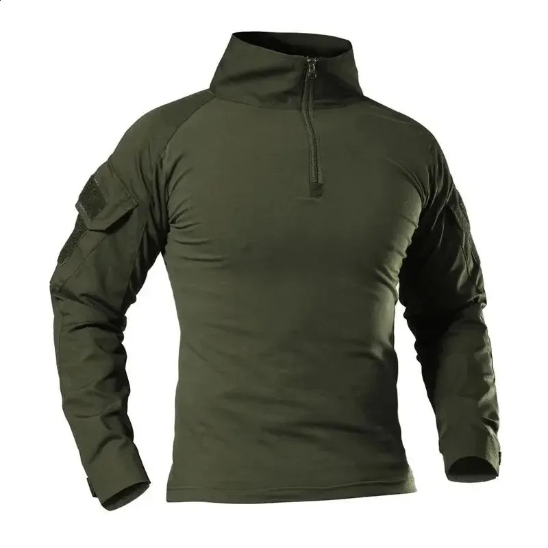 Men Tactical T Shirt Camouflage Long Sleeve Zipper Assault Frog Climbing Outdoor Hiking Uniform Club Prom Cool 250113