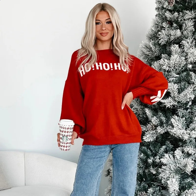 Autumn Winter Knitted Letter y Christmas Sweater Women O Neck Long Sleeve Loose Casual Versatile Street Pullovers 250113
