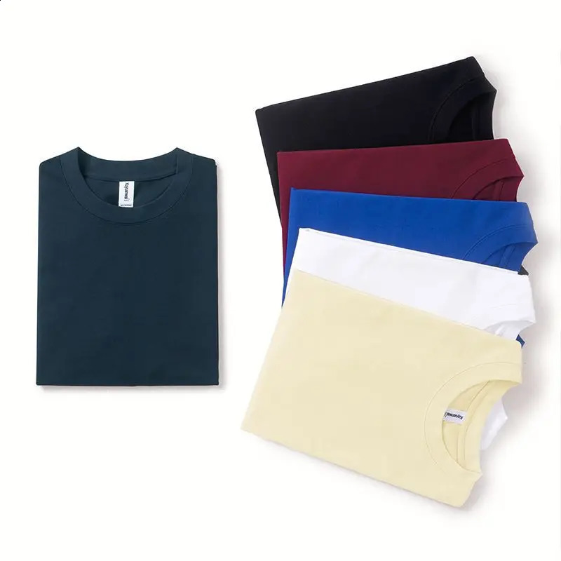 260g Mens Plus Size 100% Cotton Tshirt Summer High Quality Heavyweight Tee Man Plain DTF Print Jersey Oneck Knitted Street Top 250113