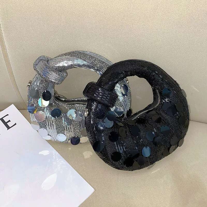 Mini Half Moon Evening Clutch Party Bags For Women Designer Handbag New In Fashion Sequins Chain Shoulder Crossbody