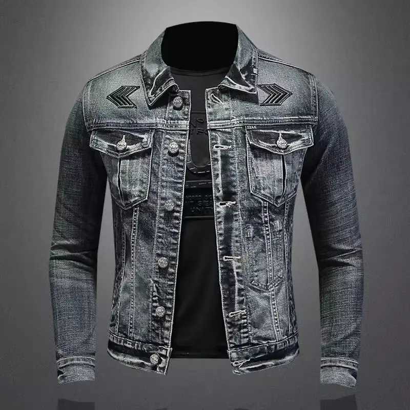 Mens Vintage Denim Jacket High Street Trend Loose Street Riding Biker Clothing Handsome Casual Buttoned Lapel Mens Clothing X250113